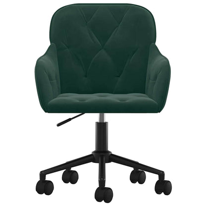 Sedia da Ufficio Girevole Verde Scuro in Velluto