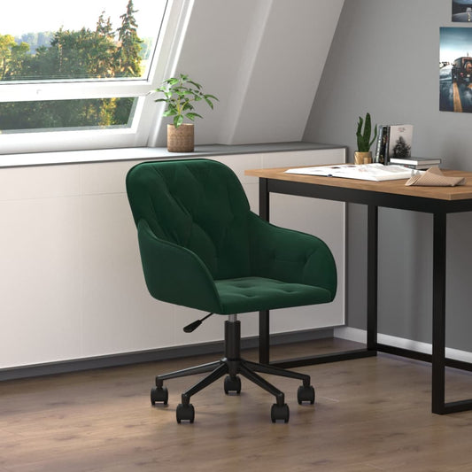 Dark Green Velvet Swivel Office Chair