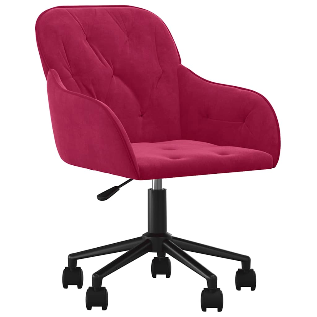 Sedia Girevole da Ufficio Rosso Vino in Velluto