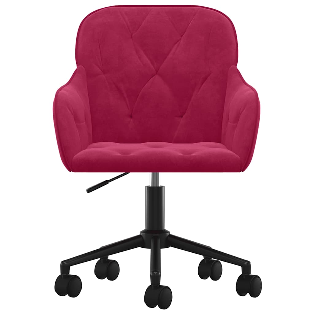 Sedia Girevole da Ufficio Rosso Vino in Velluto