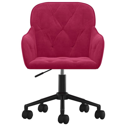 Sedia Girevole da Ufficio Rosso Vino in Velluto