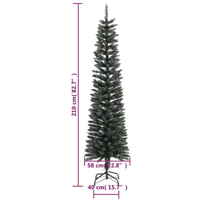 Albero di Natale Artificiale Sottile con Base Verde 210 cm PVC