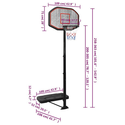 Supporto per Pallacanestro Nero 258-363 cm Polietilene - homemem39