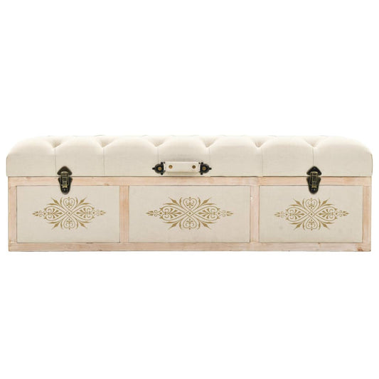 Cassapanca 110 cm Crema in Legno Massello di Abete