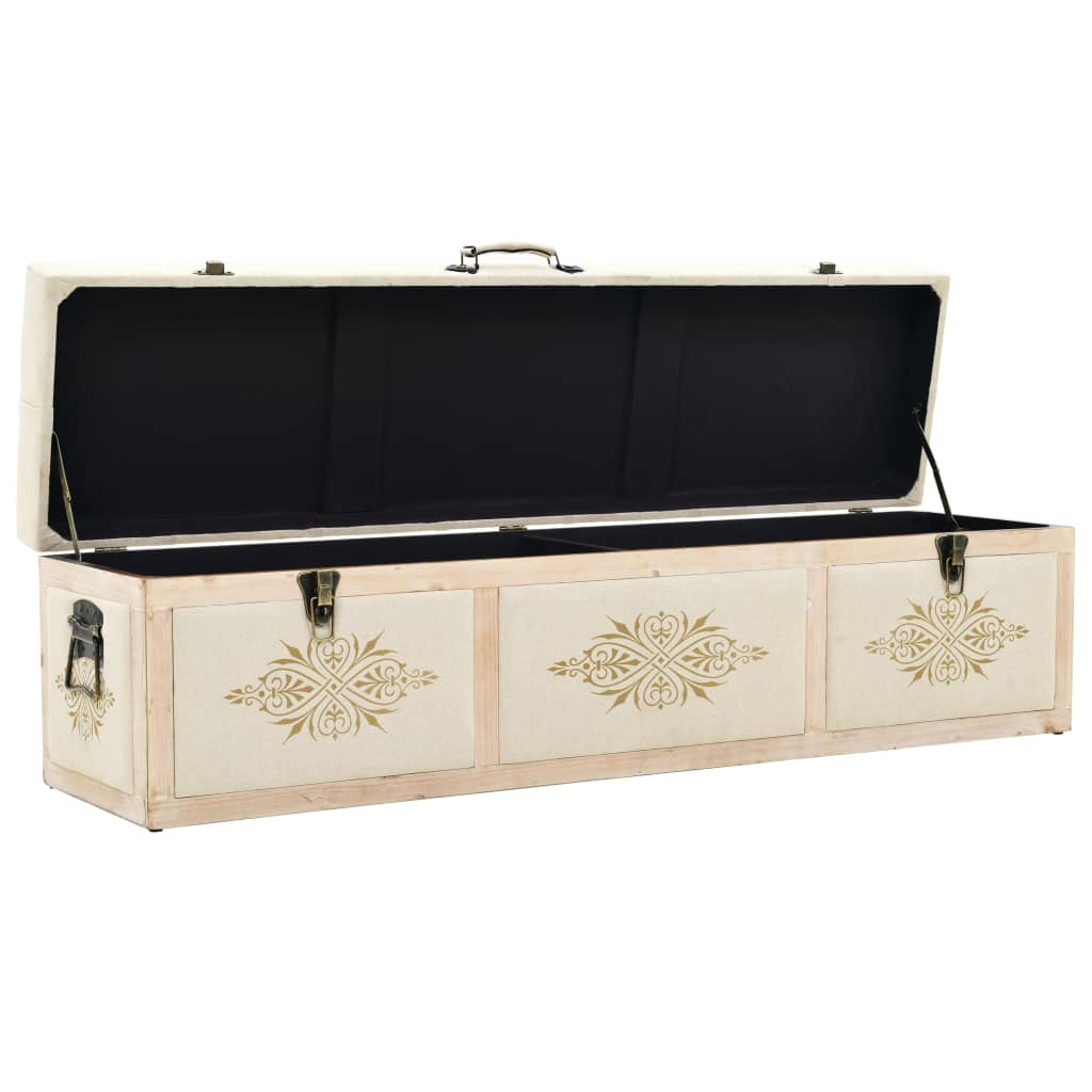 Cassapanca 110 cm Crema in Legno Massello di Abete | homemem39