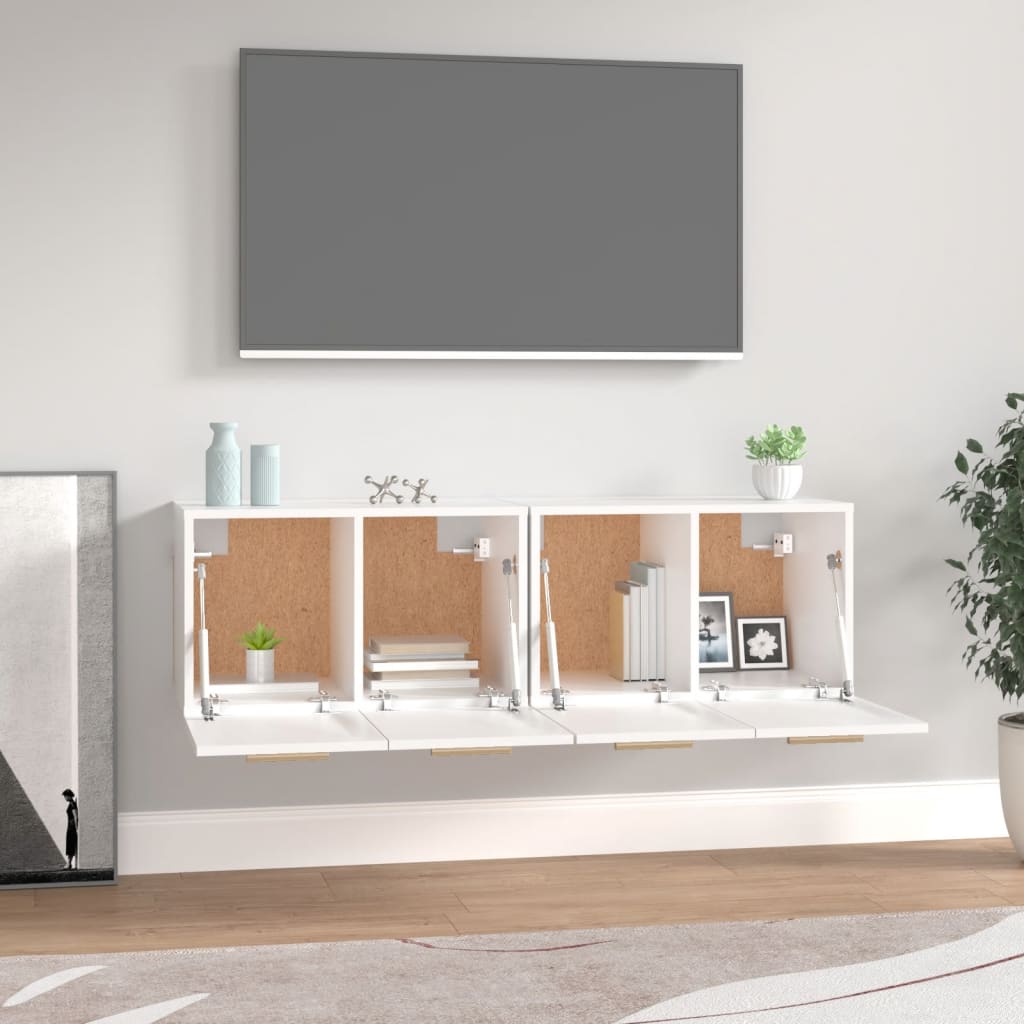 Mobili Parete 2 pz Bianco 60x36,5x35 cm Legno Multistrato | homemem39