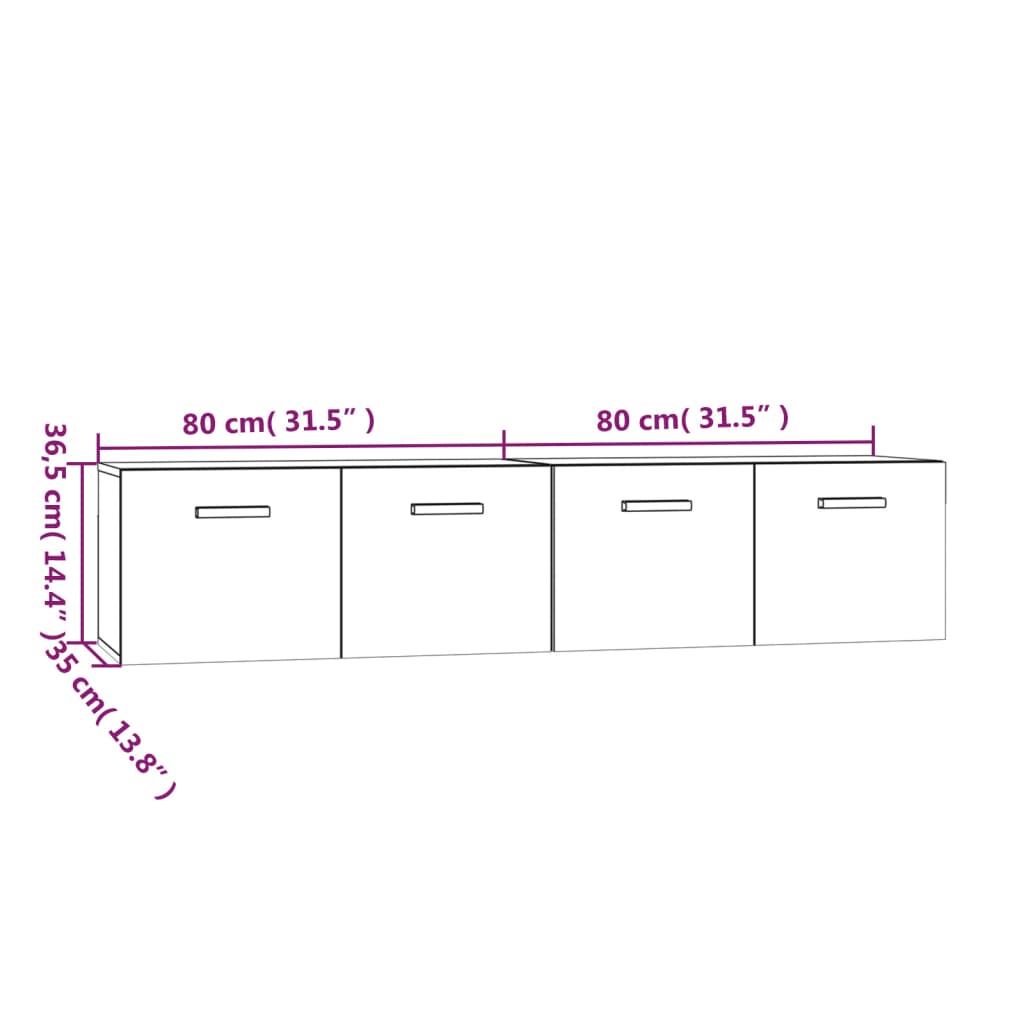 Mobili Parete 2 pz Bianco 80x35x36,5cm Legno Multistrato | homemem39