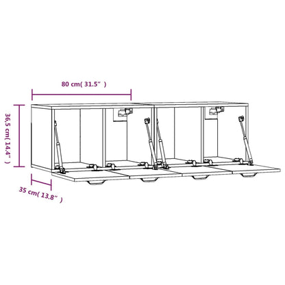 Mobili Parete 2 pz Bianco 80x35x36,5 cm in Legno Multistrato