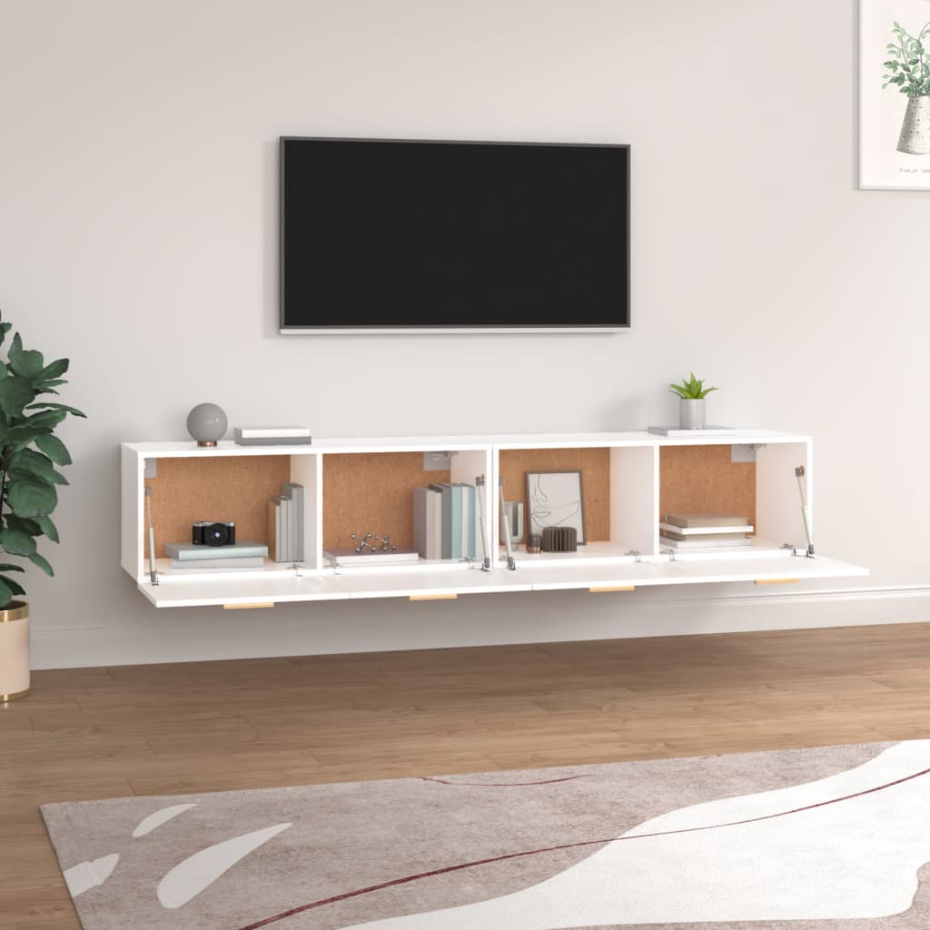 Mobili Parete 2pz Bianco 100x36,5x35 cm in Legno Multistrato | homemem39