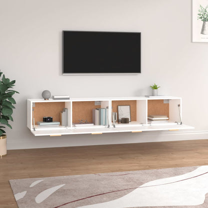 Mobili Parete 2pz Bianco 100x36,5x35 cm in Legno Multistrato | homemem39
