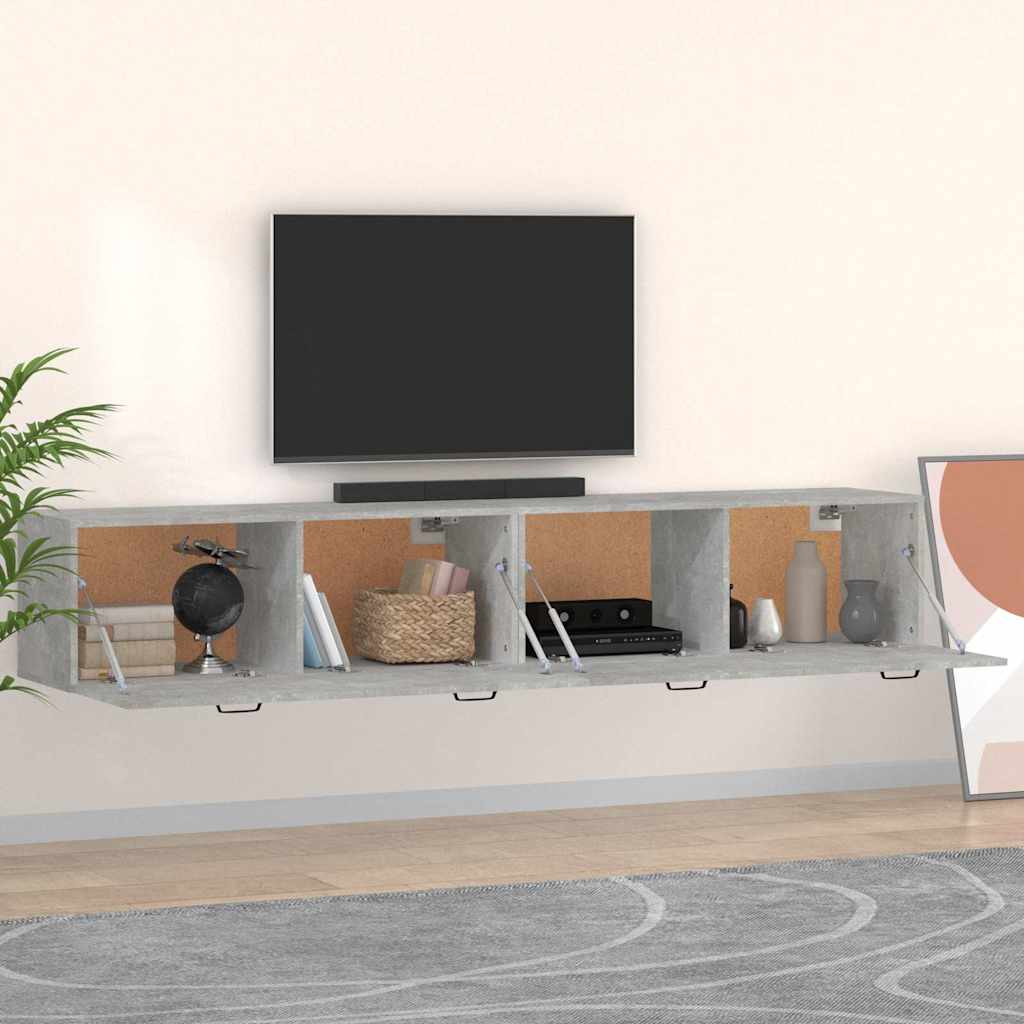 Mobili Parete 2 pz Grigio Cemento 100x36,5x35 cm in Multistrato