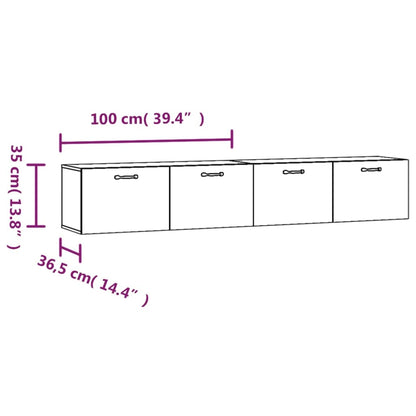 Mobili Parete 2 pz Grigio Cemento 100x36,5x35 cm in Multistrato | homemem39