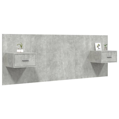 Testiera Letto con Comodini in Legno Multistrato Grigio Cemento - homemem39
