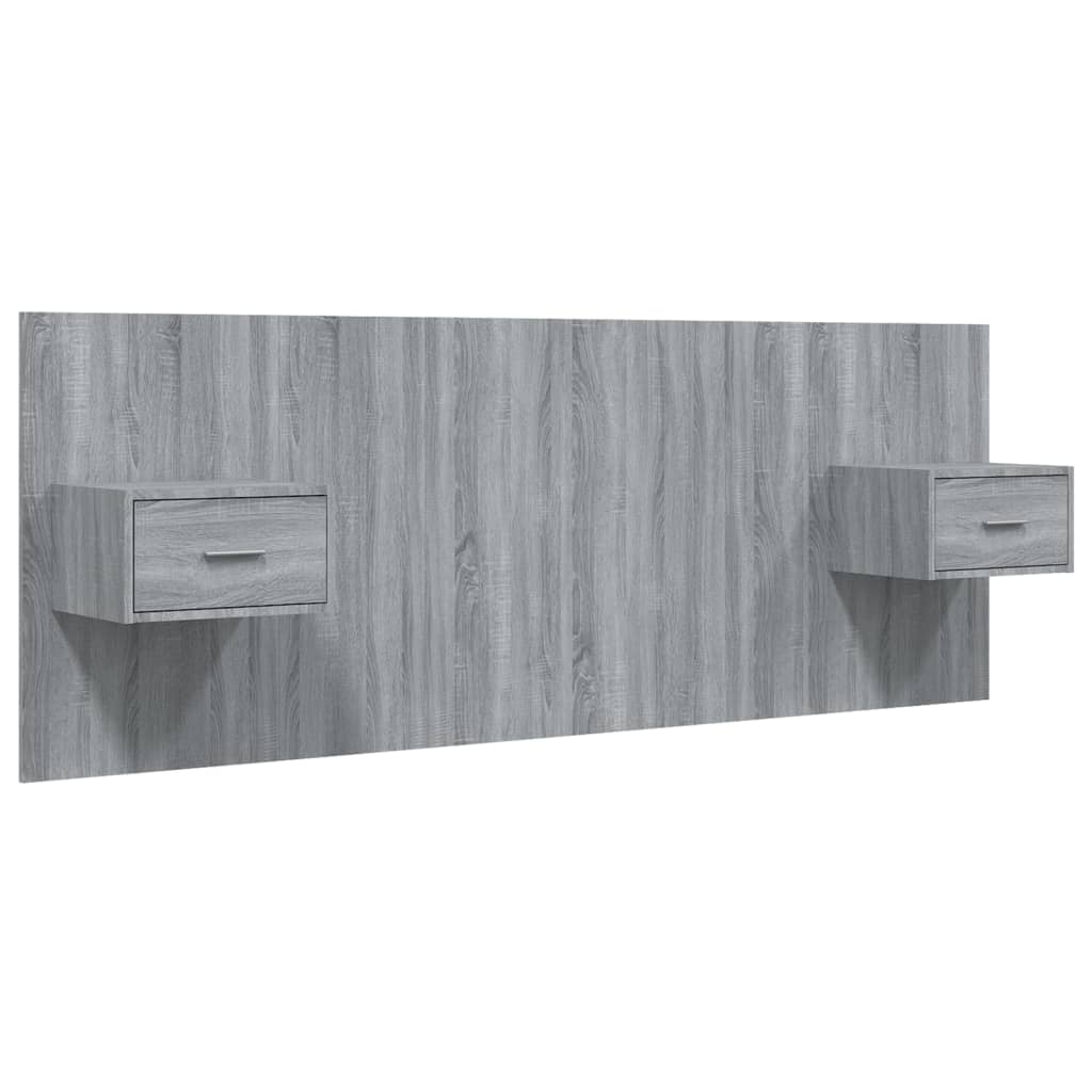 Testiera Letto con Comodini in Legno Multistrato Grigio Sonoma - homemem39