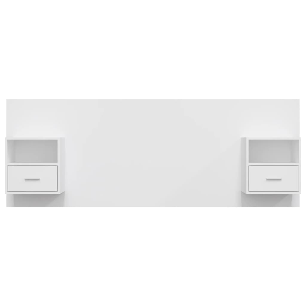 Testiera per Letto con Comodini in Legno Multistrato Bianco - homemem39
