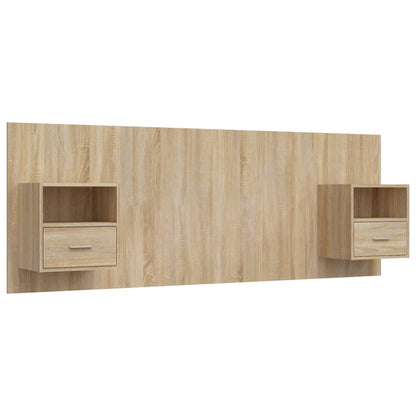 Testiera Letto con Comodini in Legno Multistrato Rovere Sonoma | homemem39