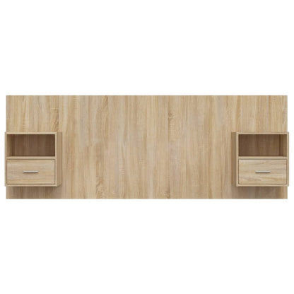 Testiera Letto con Comodini in Legno Multistrato Rovere Sonoma | homemem39