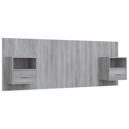 Testiera Letto con Comodini in Legno Multistrato Grigio Sonoma - homemem39