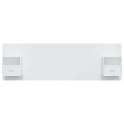 Testiera per Letto con Comodini in Legno Multistrato Bianco