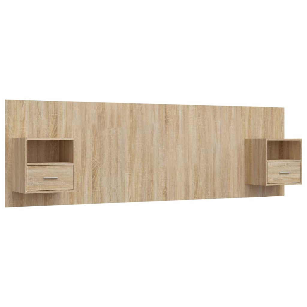 Testiera Letto con Comodini in Legno Multistrato Rovere Sonoma | homemem39