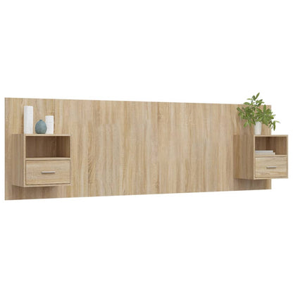 Testiera Letto con Comodini in Legno Multistrato Rovere Sonoma | homemem39