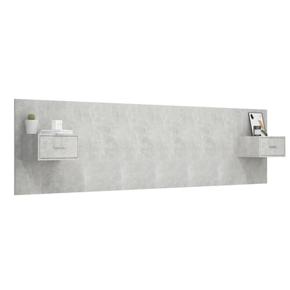 Testiera Letto con Comodini in Legno Multistrato Grigio Cemento