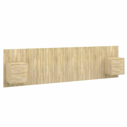 Testiera Letto con Armadietti Legno Multistrato Rovere Sonoma