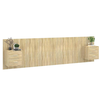 Testiera Letto con Armadietti Legno Multistrato Rovere Sonoma