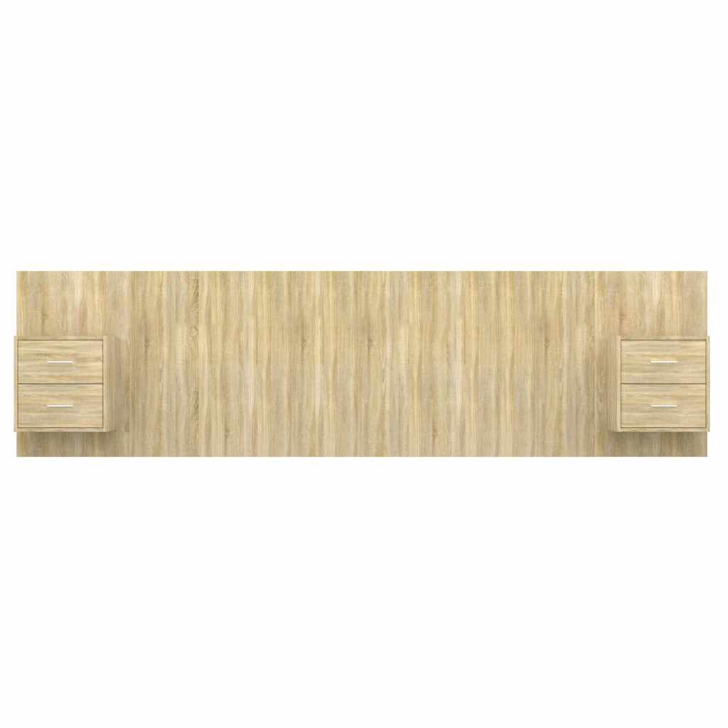 Testiera Letto con Armadietti Legno Multistrato Rovere Sonoma