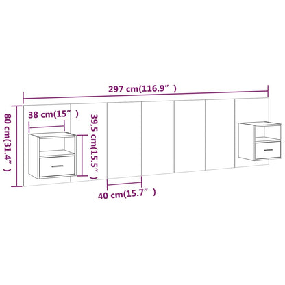 Testiera per Letto con Armadietti in Legno Multistrato Bianco