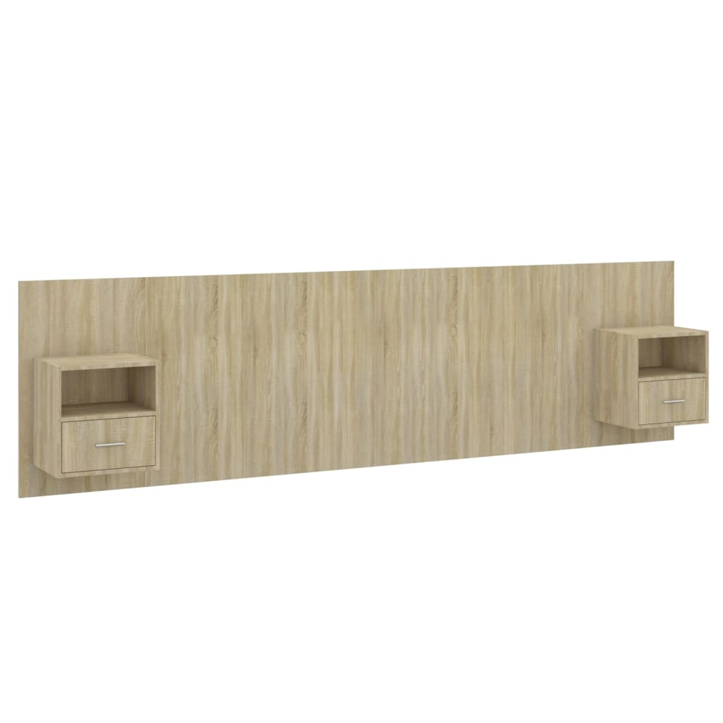 Testiera Letto con Armadietti Legno Multistrato Rovere Sonoma | homemem39