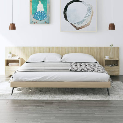 Testiera Letto con Armadietti Legno Multistrato Rovere Sonoma | homemem39
