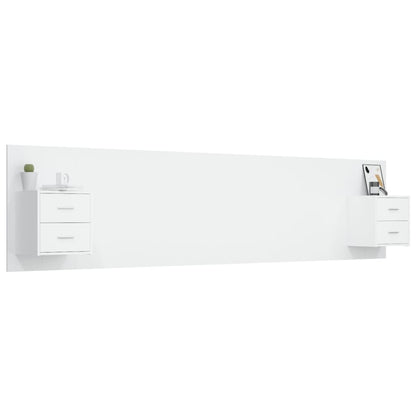 Testiera per Letto con Comodini in Legno Multistrato Bianco