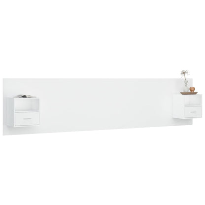 Testiera per Letto con Comodini in Legno Multistrato Bianco
