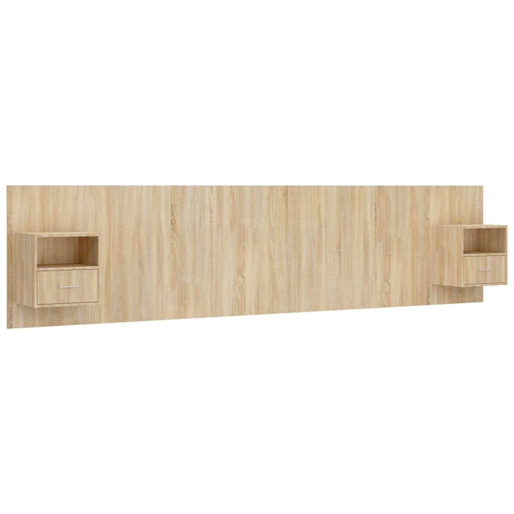 Testiera Letto con Comodini in Legno Multistrato Rovere Sonoma | homemem39