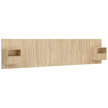 Testiera Letto con Comodini in Legno Multistrato Rovere Sonoma | homemem39