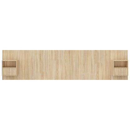 Testiera Letto con Comodini in Legno Multistrato Rovere Sonoma | homemem39