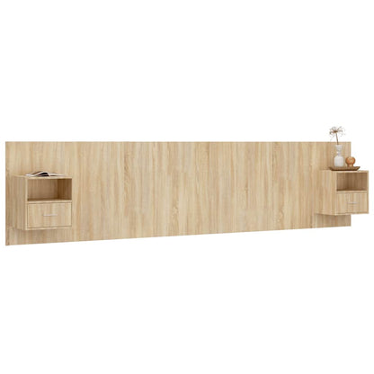 Testiera Letto con Comodini in Legno Multistrato Rovere Sonoma | homemem39