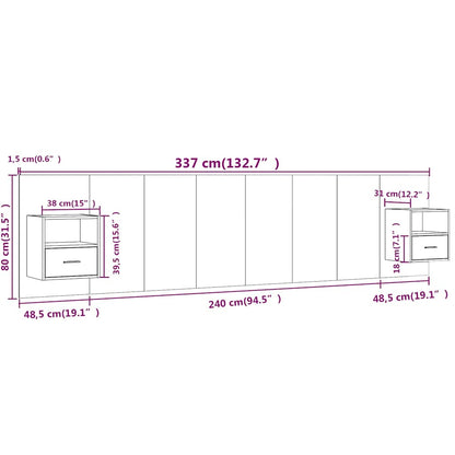 Testiera Letto con Comodini in Legno Multistrato Rovere Sonoma | homemem39