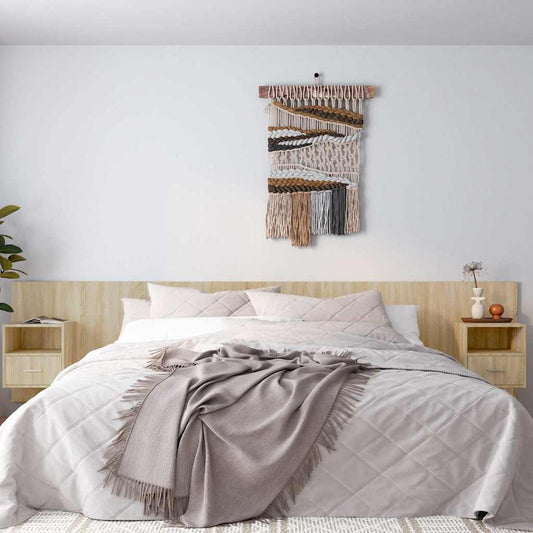 Testiera Letto con Comodini in Legno Multistrato Rovere Sonoma | homemem39