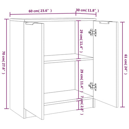 Credenze 2 pz Bianco Lucido 60x30x70 cm in Legno Multistrato - homemem39