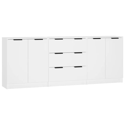 3 pc White Sideboards in Multilayer Wood