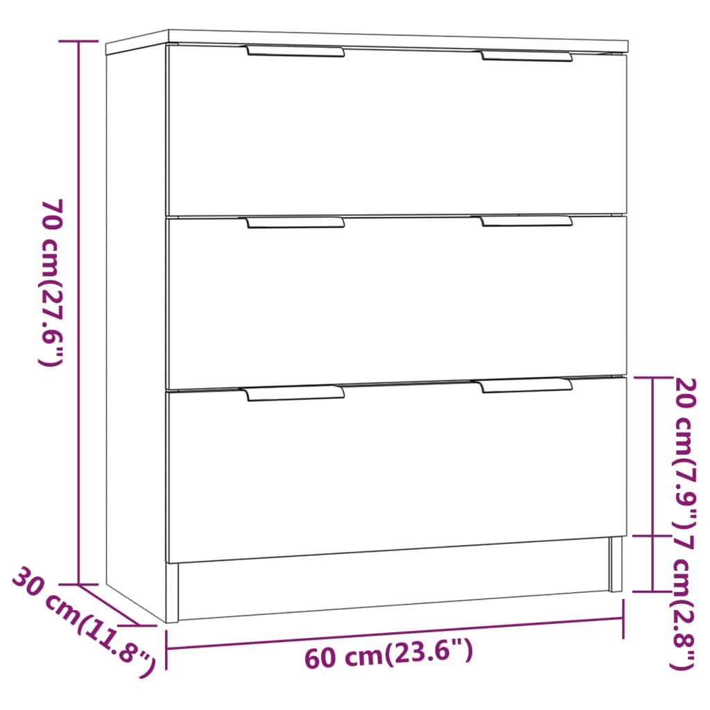 3 pc White Sideboards in Multilayer Wood