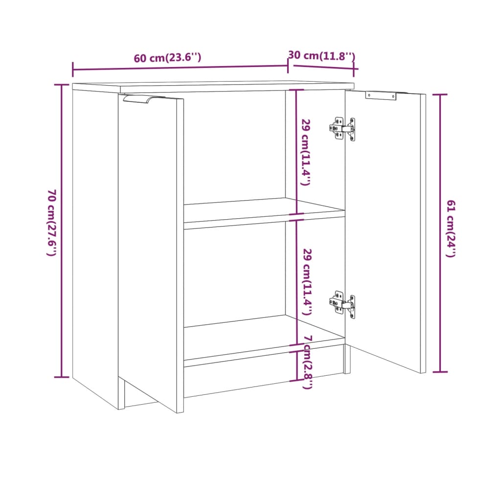 3 pc White Sideboards in Multilayer Wood