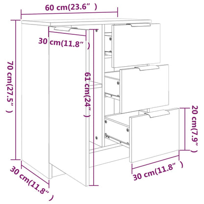 Credenze 2 pz Nere 60x30x70 cm in Legno Multistrato