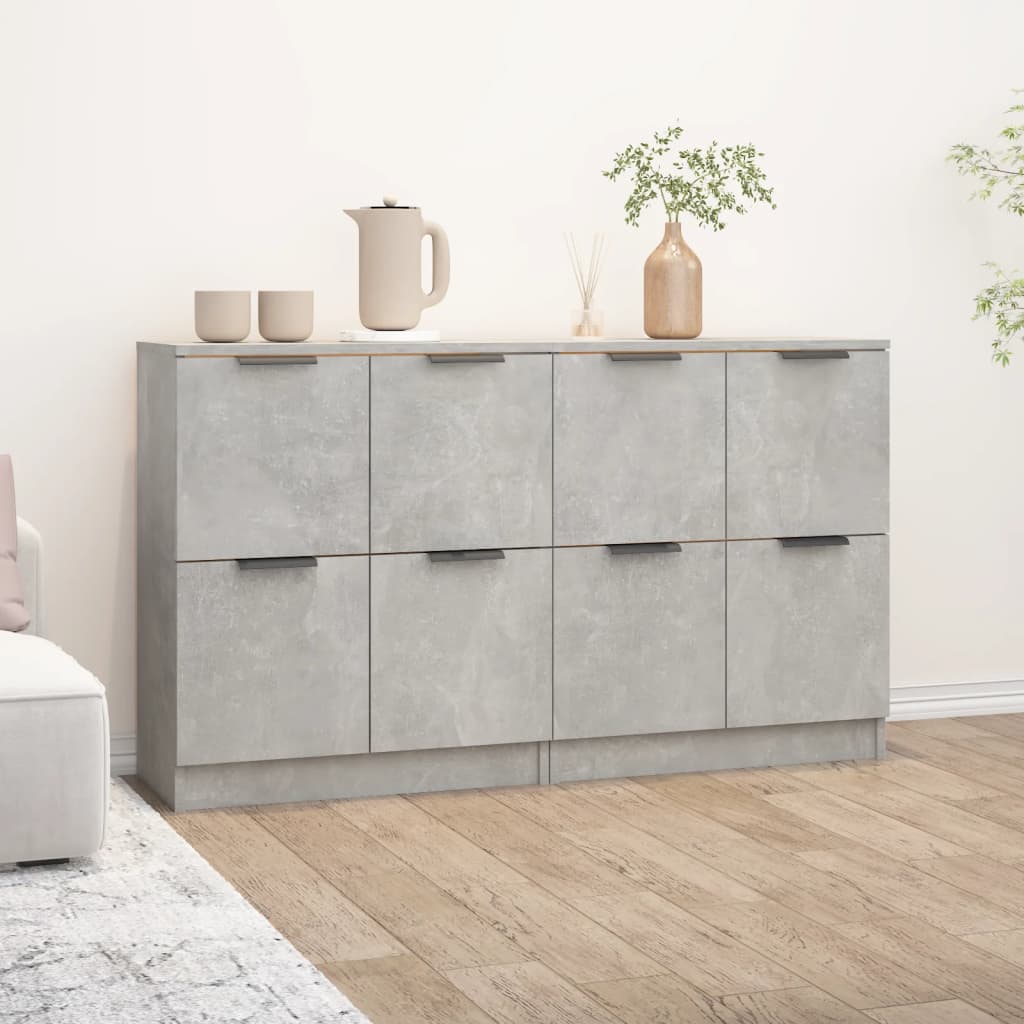 Credenze 2 pz Grigio Cemento 60x30x70 cm in Legno Multistrato - homemem39