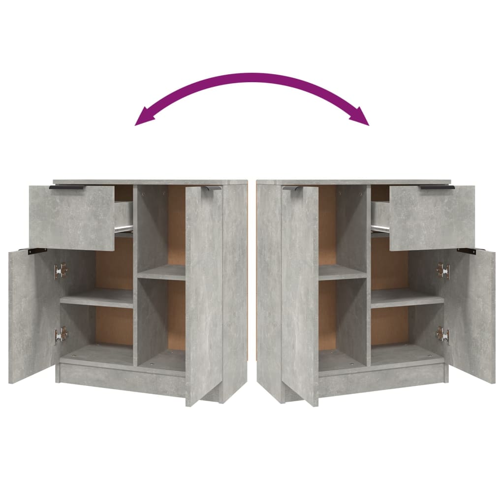 Credenze 2 pz Grigio Cemento 60x30x70 cm in Legno Multistrato - homemem39