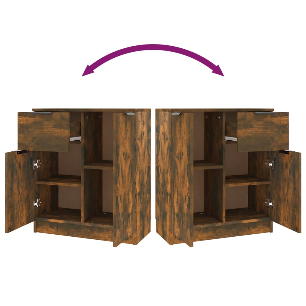 Credenze 2 pz Rovere Fumo 60x30x70 cm in Legno Multistrato - homemem39