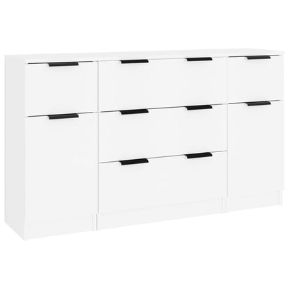 Set di Credenze 3 pz in Legno Multistrato Bianco - homemem39