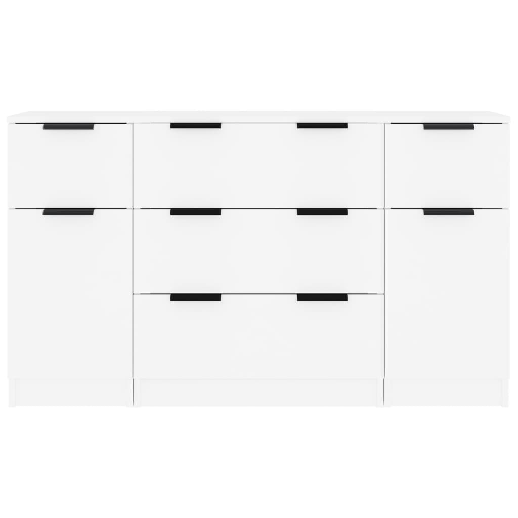 Set di Credenze 3 pz in Legno Multistrato Bianco - homemem39